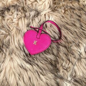 ✅ MK Michael Kors Leather Pink Heart Bag Charm Letter “K” (2D-2E-R)